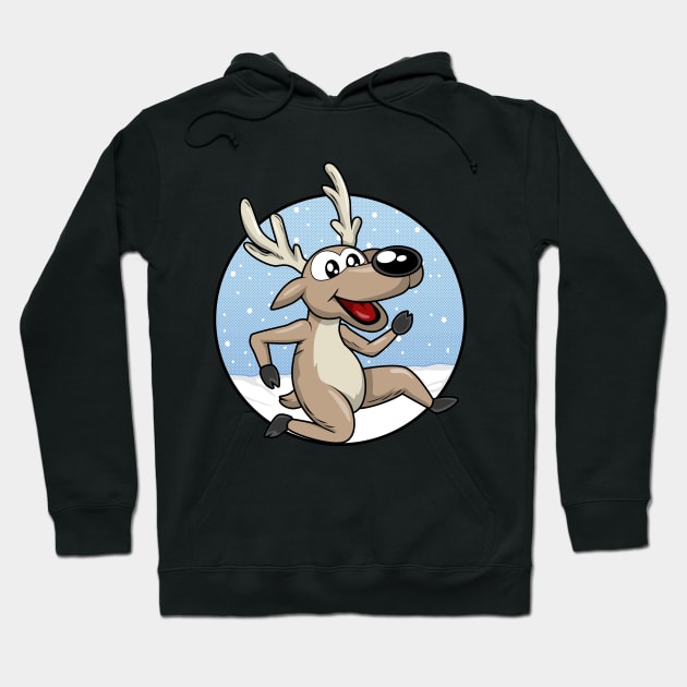 Funny reindeer in the snow Hoodie by Markus Schnabel